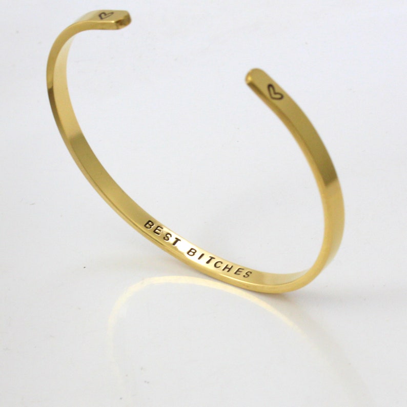 Best Bitches Cuff Bracelet for Her,for Sister, Best Friends Jewelry, Custom Engraving, Stainless Steel, Bff Cuff, Funny Engraved Jewelry image 6