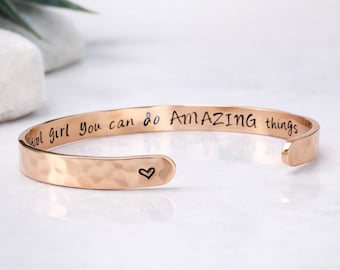 Bracelet Gift for Teenage Girls - Custom Engraved Cuff, Gifts for Teen Girls, Personalized Bangle for Teenage Girl, Confirmation Presents