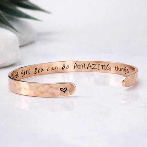 Bracelet Gift for Teenage Girls - Custom Engraved Cuff, Gifts for Teen Girls, Personalized Bangle for Teenage Girl, Confirmation Presents