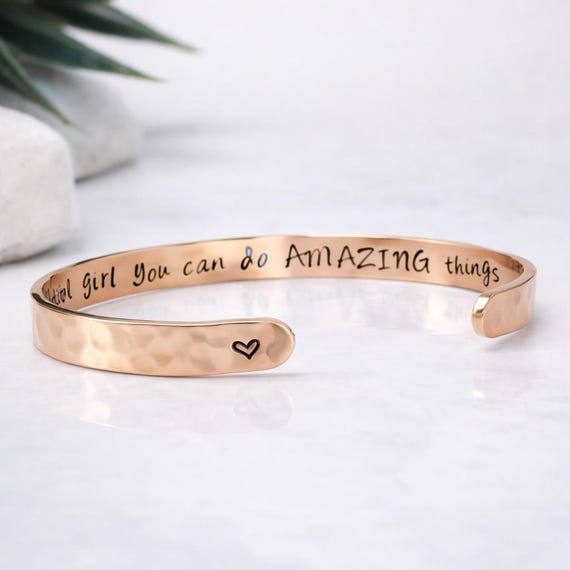 Bracelet Gift for Teenage Girls - Custom Engraved Cuff, Gifts for Teen Girls, Personalized Bangle for Teenage Girl, Confirmation Presents