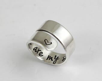 Anillo de envoltura de plata de ley personalizado - anillo de giro personalizado - anillo de envoltura - elija su mensaje - regalo personalizado