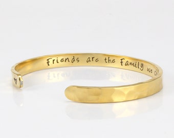 Bracelet de l'amitié pour 2 amis ou plus, les amis sont la famille, cadeau meilleur ami, bijoux de l'amitié, gravure, cadeau BFF personnalisé
