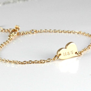 Tiny Heart Bracelet - Will you be my Flower girl gift Proposal little girl gifts - Bridesmaid gift - Couples Bracelet -Gold plated