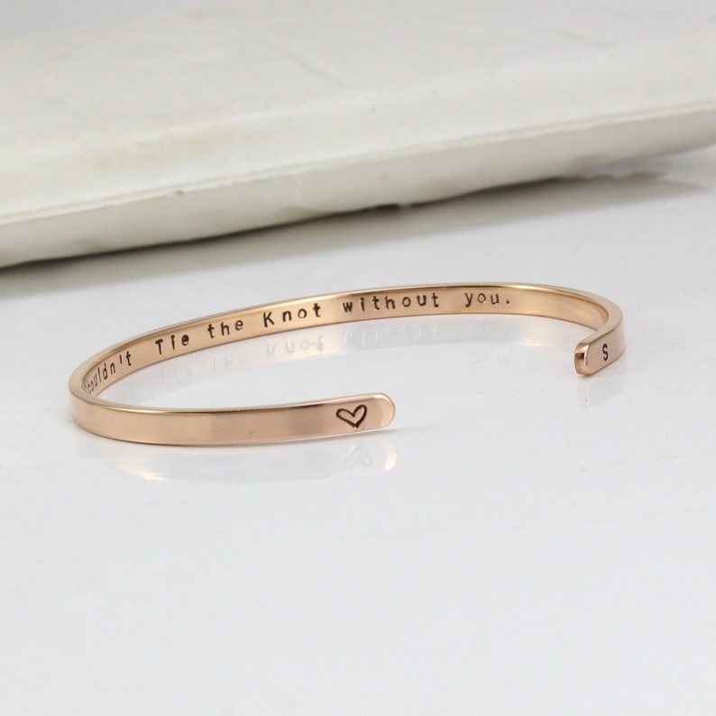 Bridesmaid Gifts for Wedding Day, Stainless Steel Cuff Bracelet, Bridesmaid Proposal Gifts, Personalized, Silver Rose Gold, Engraved Jewelry image 8