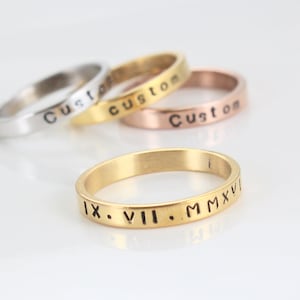 Roman Numeral Ring -14K Gold Plated Ring -Silver/ Rose Gold Plated Couple's Ring- Custom Band- Engagement Ring - Promise Ring