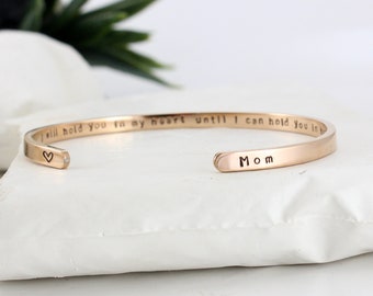 Je vous garderai dans mon coeur jusqu'à ce que je puisse vous tenir au paradis, bracelet manchette commémoratif, cadeaux de sympathie, perte de maman, papa, cadeaux du souvenir