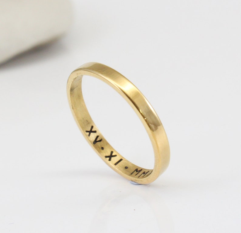 Stainless Steel Gold Ring, Rose Gold, Silver, Custom Engraving, Roman Numeral, Ring for Teen Girls, Women, Men's Ring image 1