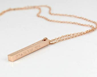 Personalized Bar Necklace: Hand Stamped Inspirational Gift