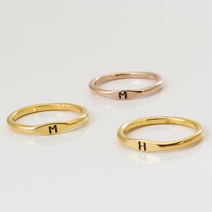 Personalized - Stacking 18K Gold Plated Ring - Initial Ring - Main material Stainless Steel - Stackable Ring