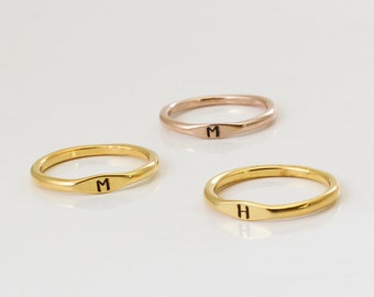 Personalized - Stacking 18K Gold Plated Ring - Initial Ring - Main material Stainless Steel - Stackable Ring