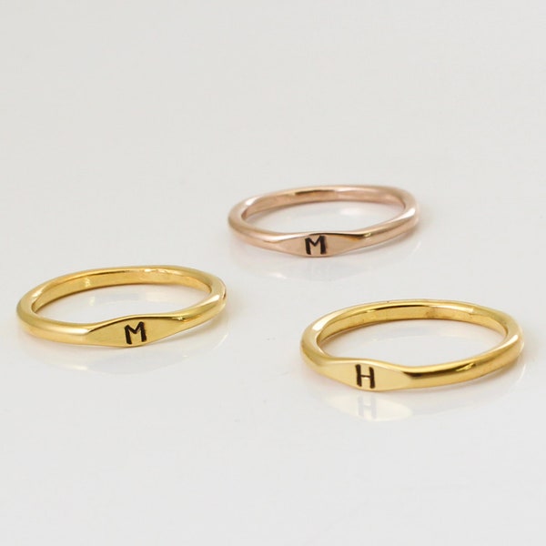 Personalized - Stacking 18K Gold Plated Ring - Initial Ring - Main material Stainless Steel - Stackable Ring