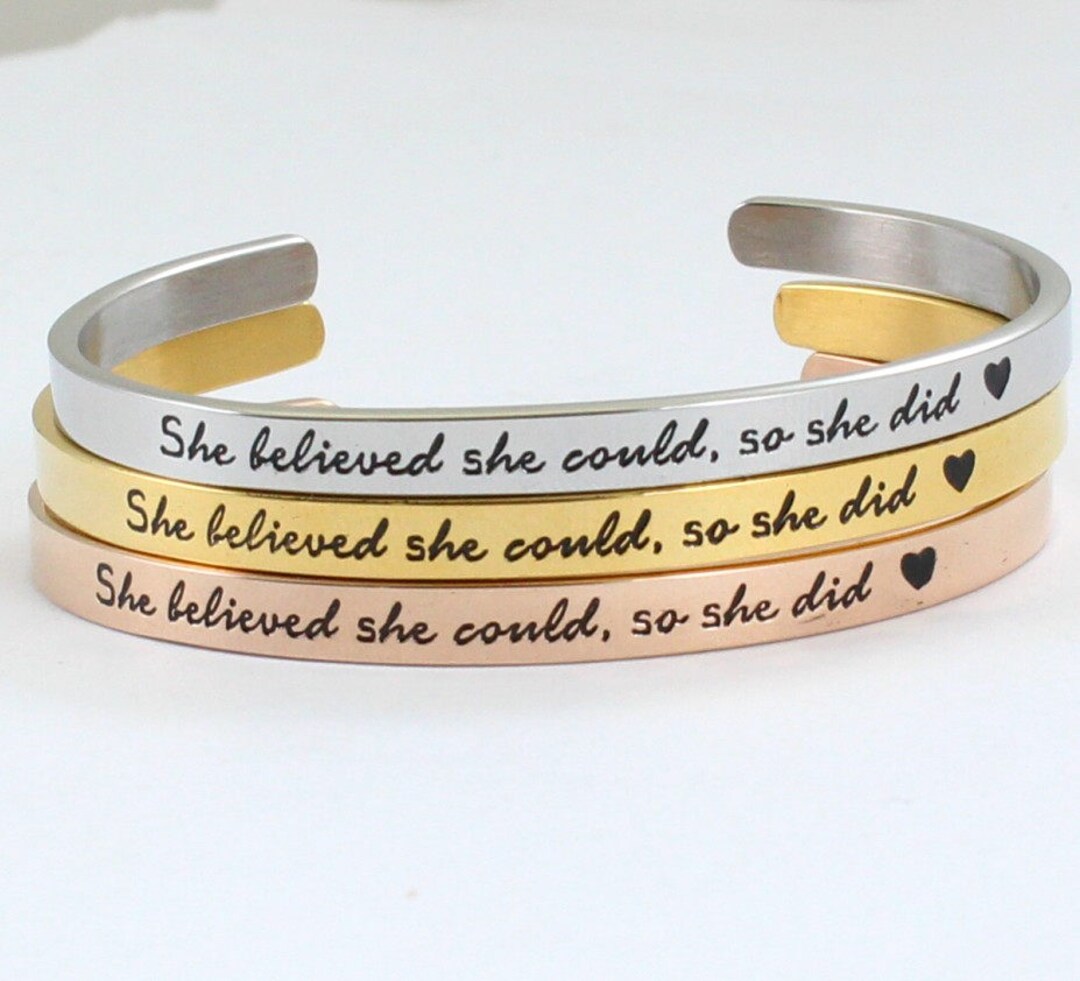 She Believed She Could so She Did Stainless Steel Bracelet - Rose Gold ...