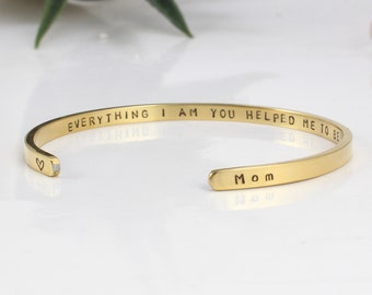 Armband Geschenk für Mama, viele Gravur-Optionen, Edelstahl Armreif, Mama Geschenk, Schmuck Manschette, Geschenke für Mutter der Braut, von Tochter