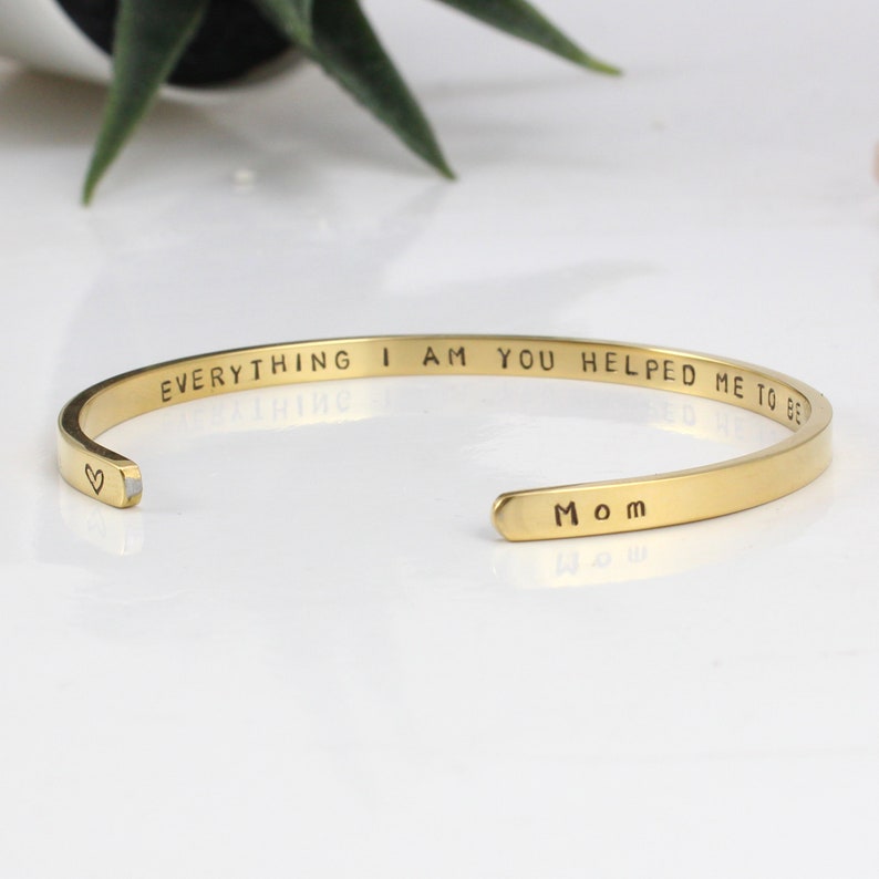 Bracelet Gift for Mom, Many Engraving Options, Stainless Steel Bangle, Mom Gift, Jewelry Cuff, Gifts for Mother of the Bride, From Daughter image 1