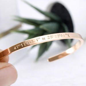 Coordinate Bracelet - Custom Engraving Cuff, Latitude Longitude Bracelet, Location Bracelet, Couples Bracelet,GPS Coordinates Jewelry image 4