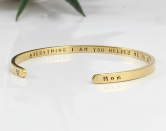 Engraved Stainless Steel Bangle Bracelet - Gift for Mom