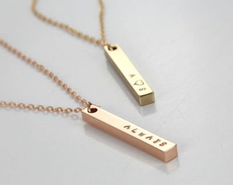 Regalo de collar de pareja personalizado- Siempre -Fecha de la boda - Damas de honor- Fecha personalizada - Acero inoxidable oro rosa / chapado en oro - Sin desvanecimiento