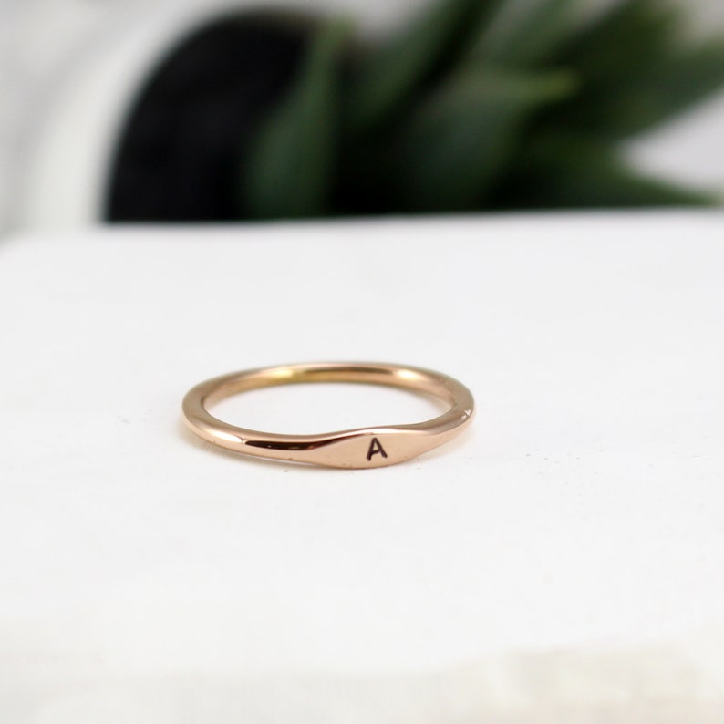 Personalized Stacking 18K Gold Plated Ring Initial Ring Main material Stainless Steel Stackable Ring image 3