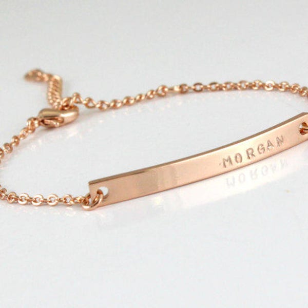 Silver/ Gold/ Rose Gold Bracelet - Name / Initials/ Date Bracelet - Custom Bracelet - Hand Stamped- Couples Bracelet - Gold Plated