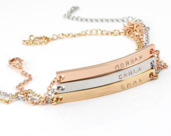 Personalized Name / Initials/ Date Bracelet - Custom Bracelet - Engraving Letters - Couples Bracelet - Gold Plated - White Gold - Rose Gold