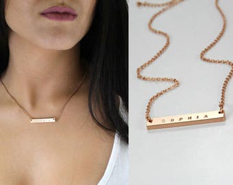Personalized Name Necklace Rose Gold White Gold Rose Gold bar necklace Necklace Letter Necklace Initial Necklace