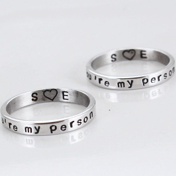 You Are My Person Rings- Personalized -Couples rings -Custom -Initials/ Date Rings- 14K Gold/ Rose Gold/ Silver Plated -Promise Rings