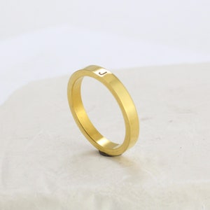 Anello iniziale in acciaio inossidabile per donna, regalo per coppie, ragazze, amici, fidanzato, fidanzata, anello da uomo, lettera oro, argento, oro rosa immagine 3