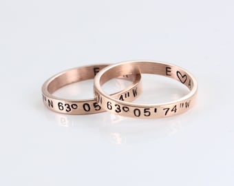 Personalized Coordinates Ring: Stainless Steel Engraved GPS Ring