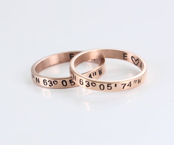 Personalized Jewelry,ring coordinates Coordinate Ring Longitude Latitude Personalized Ring Latitude Longitude Ring 