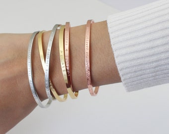 Gepersonaliseerde manchetarmband voor dames, meisjes - aangepaste armbanden - zilver / roségoud / goud - armband voor dames - roestvrij staal