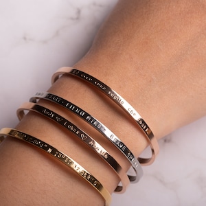 Personalized Cuff Bracelet For Women, Girls Custom Bracelets Silver /Rose Gold /Gold Bangle For Women Stainless Steel image 5