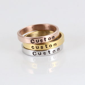Stainless Steel Gold Ring, Rose Gold, Silver, Custom Engraving, Roman Numeral, Ring for Teen Girls, Women, Men's Ring image 3