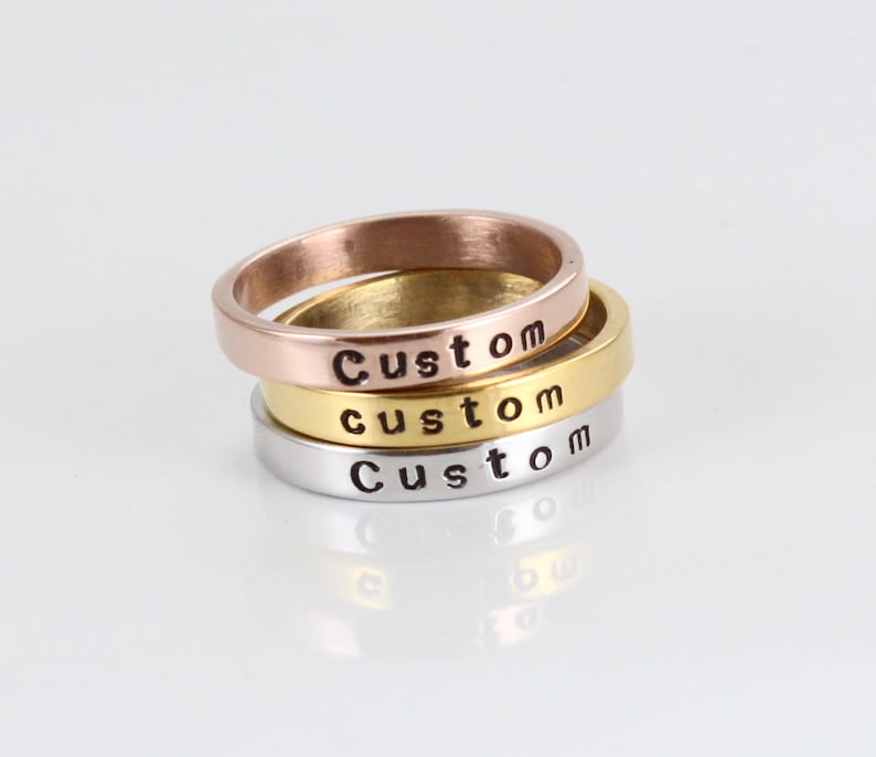 Stainless Steel Gold Ring, Rose Gold, Silver, Custom Engraving, Roman Numeral, Ring for Teen Girls, Women, Men's Ring image 3