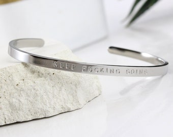 Personalized Stainless Steel Cuff Bracelet: Inspirational Stacking Bangle