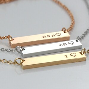 Name Necklace Rose Gold/White Gold bar necklace Gold bar Pendant Initials Charm Letters Necklace Initials Necklace Personalized image 2