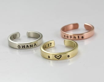 Personalized Sterling Silver Adjustable Ring - Gold/Rose/Silver Plated