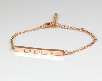 Bracciale personalizzato - Argento/ Oro rosa/ Placcato oro - Regalo per le donne - Bracciale con nome d'oro - Bracciale con data da damigella d'onore - Personalizzato