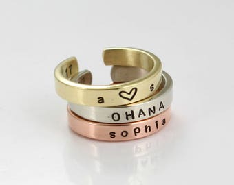 Acero inoxidable, oro / rosa / plata, grabado personalizado, anillo ajustable para adolescentes, mujeres, parejas, plata de ley, banda personalizada