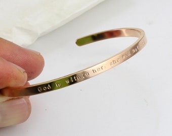 Christian Gift Bracelet for Women - Jesus Cuff Bangle- Bible Quotes Jewelry - Confirmation Gift for Girl - God is Within Her, Bibelverse