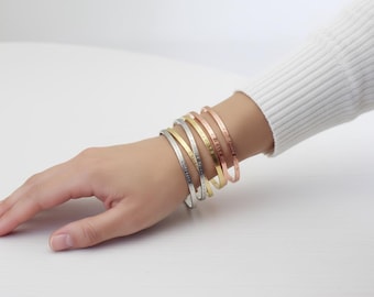 Personalized Cuff Bracelet: Stainless Steel Bangle, Custom Engraved