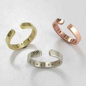 Personalized Adjustable Stack Ring - Bridesmaid Ring - Couples Ring -Gold Custom Ring  - Sterling Silver/ Gold/Rose Gold Plated