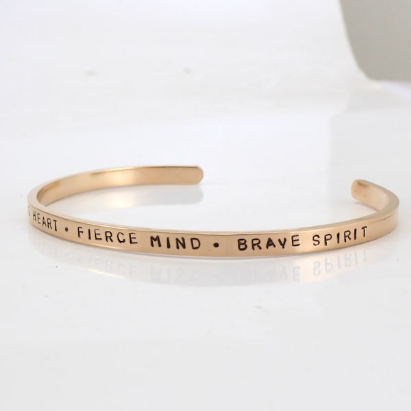 Inspirational Bracelet for Women, Brave Bracelet, Kind Heart Fierce Mind Brave Spirit, Motivational Gifts