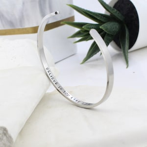 Bracelet Gift for Mom, Many Engraving Options, Stainless Steel Bangle, Mom Gift, Jewelry Cuff, Gifts for Mother of the Bride, From Daughter image 7