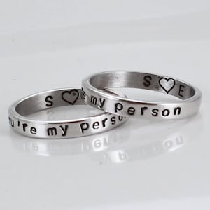 You Are My Person Rings Personalized Couples rings Custom Initials/ Date Rings 14K Gold/ Rose Gold/ Silver Plated Promise Rings image 4