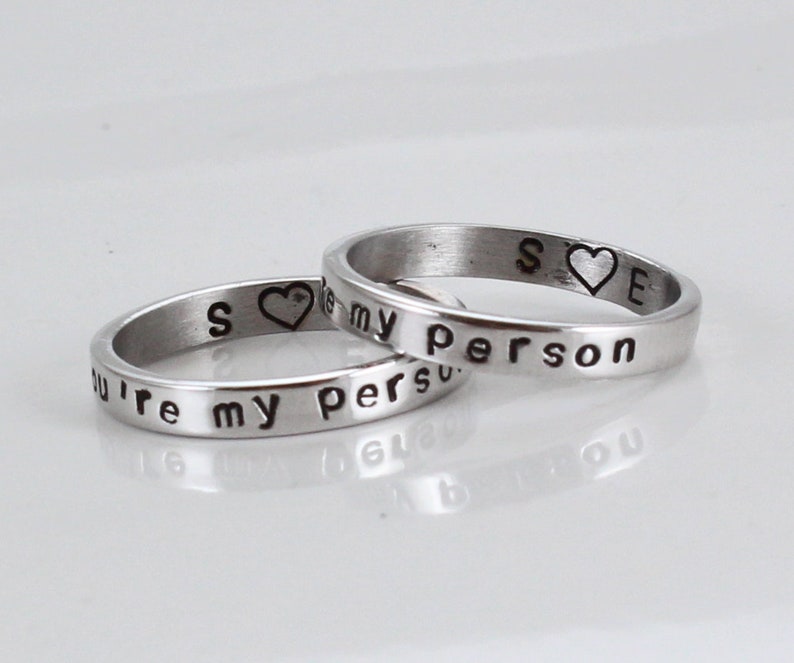 You Are My Person Rings Personalized Couples rings Custom Initials/ Date Rings 14K Gold/ Rose Gold/ Silver Plated Promise Rings image 4