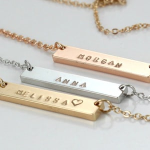 Naam hanger Rose Gold Bar hanger-Bar ketting-brief hanger-cadeau voor vrouwen-bruidsmeisje hanger