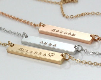 Name Pendant Rose Gold Bar Pendant - Bar Necklace - Letter Pendant - Gift for Women - Bridesmaid Pendant