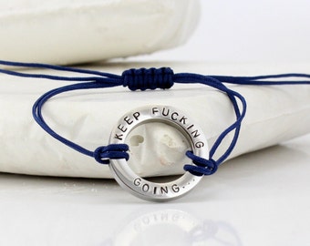 Personalized Inspirational Stainless Steel Circle Bracelet: Engraved Motivational Gift