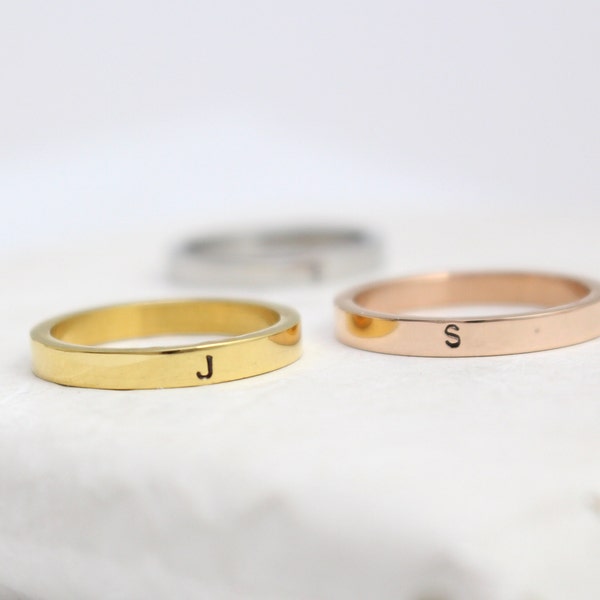 Stainless Steel Initial Ring for Woman, Gift for Couples, Girls, Friends, Boyfriend, Girlfriend,  Men's Ring, Letter Gold, Silver, Rose Gold