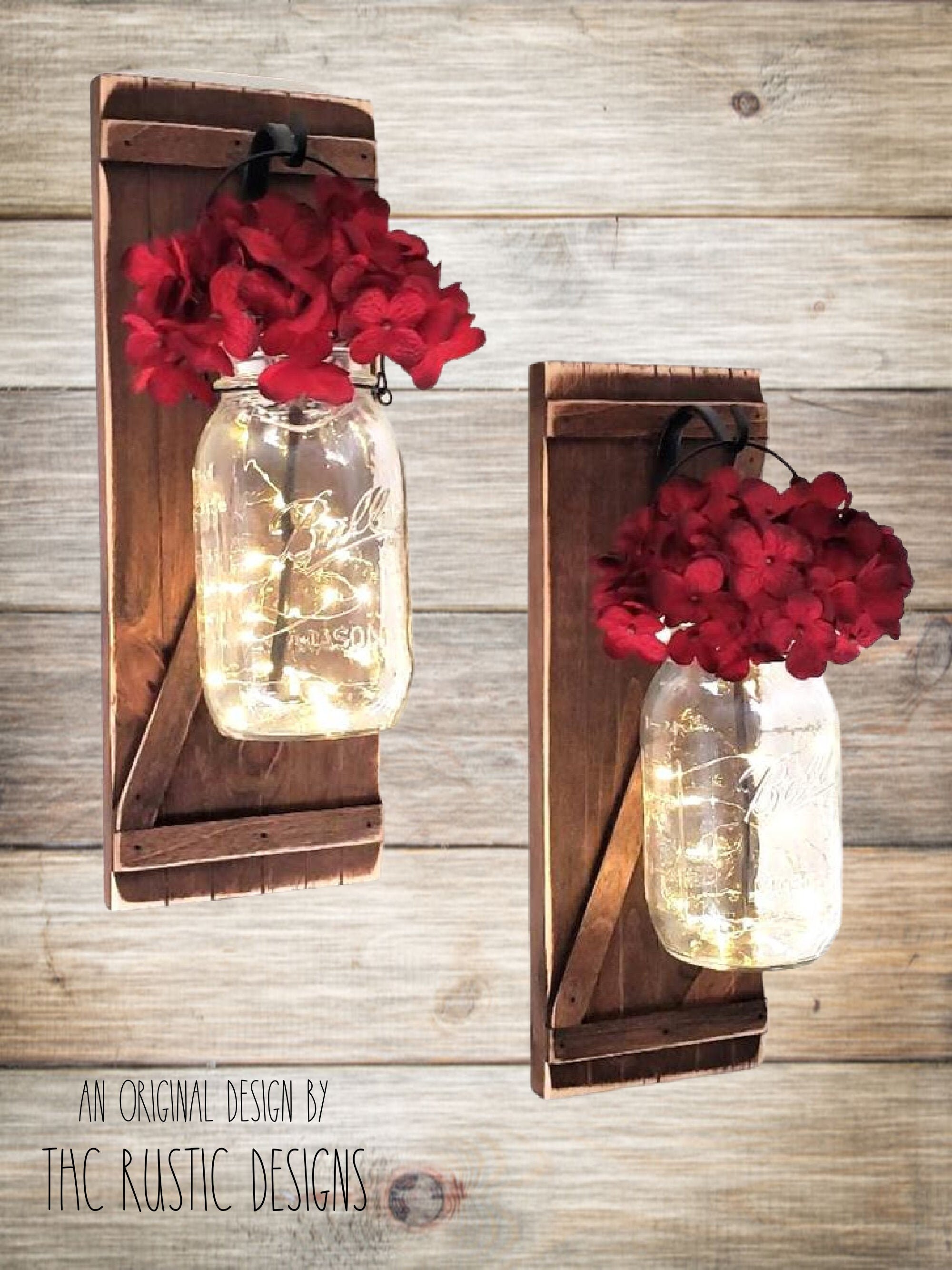 Lighted Mason Jar Sconce Rustic Home Decor Farmhouse Decor | Etsy